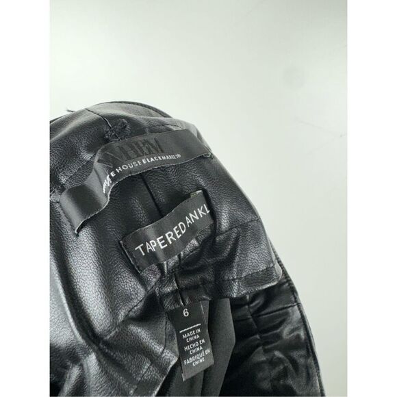 White House Black Market Women's Faux Leather Tapered Ankle Pants Black Size 6 - Picture 5 of 9